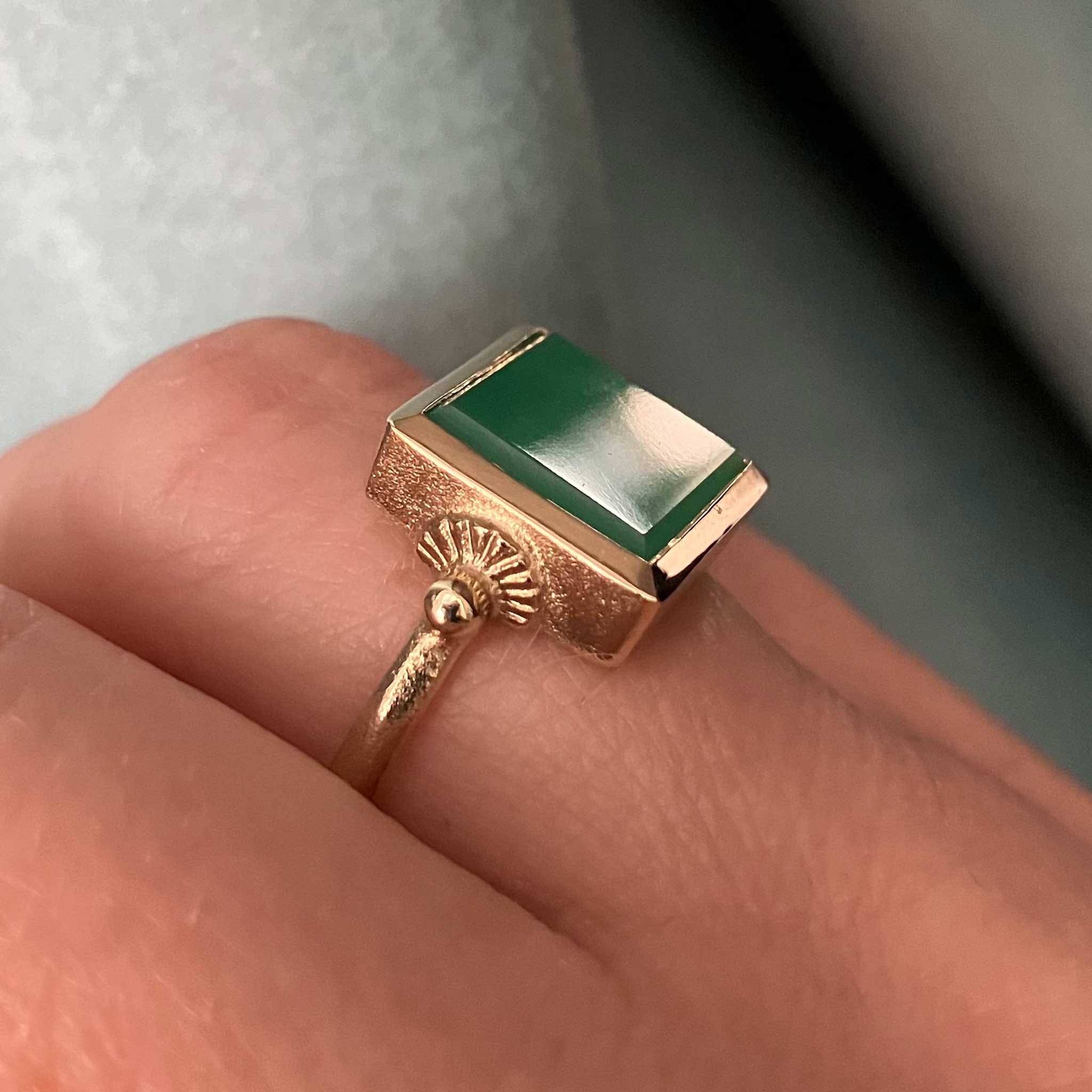 Chrysoprase Statement Ring in 14ct Solid Gold